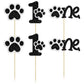 Gyufise Dog Paw Cupcake Toppers, 24 Pcs, Glitter, 2.4 inches, Black, First Birthday Party Decorations
