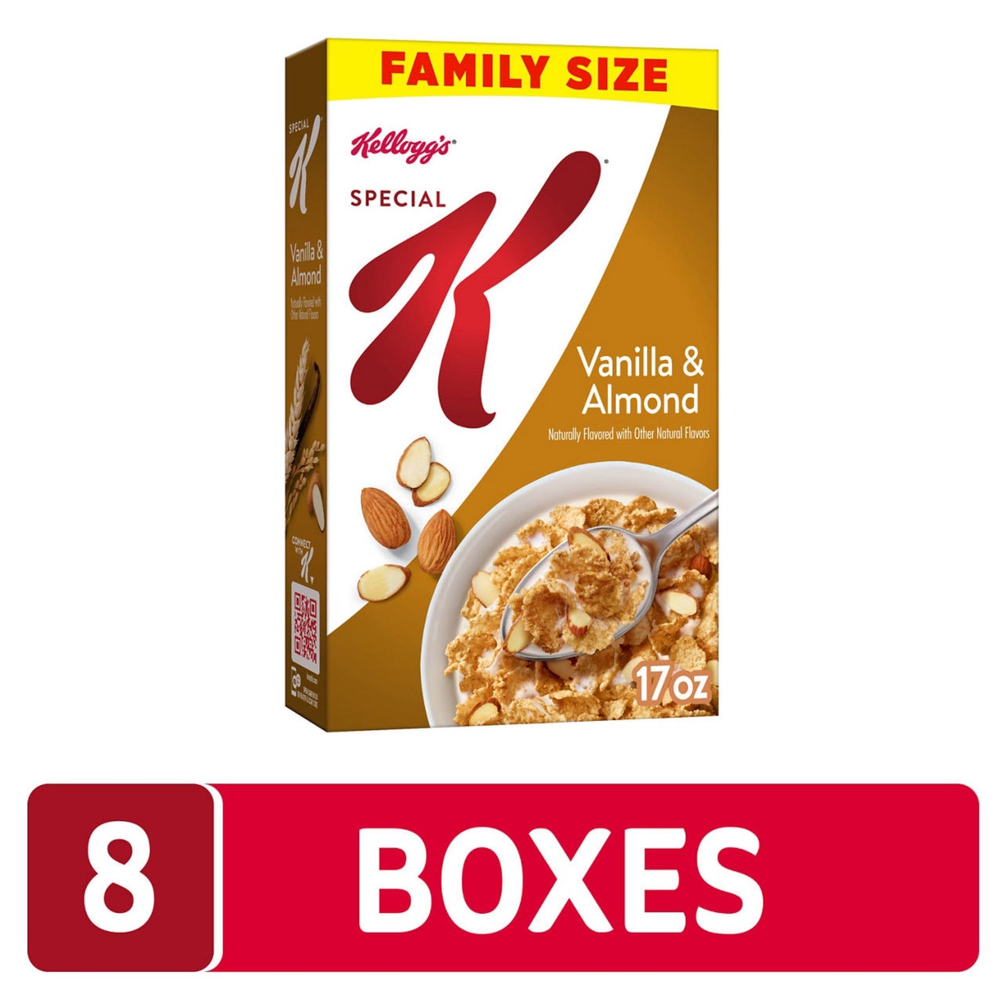 Kelloggs Special K Breakfast Cereal, Fiber Cereal, Family Breakfast, Family Size, Vanilla and Almond, 17oz Box (1 Box)