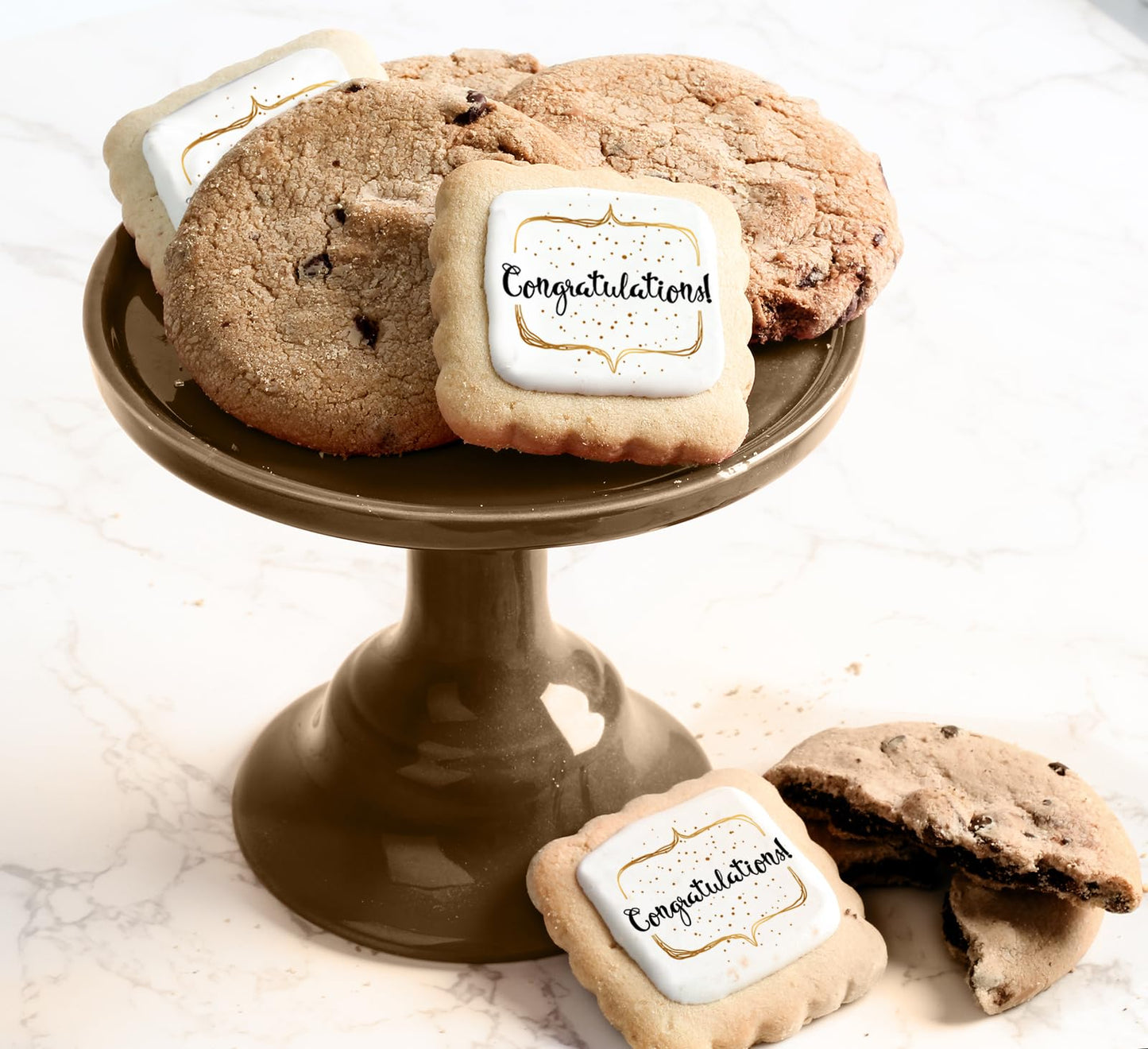 Congrats Gift Basket Congratulations Cookie Chocolate Chip Cookies Fudge Filled For Men Women Kids | Individually Wrapped | Graduation New Job Promotion Engagement Retirement New Home | Large Cookies