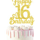 16 Birthday Cake Toppers-Gold Glitter, 16Th Cake Topper For Boy,16 Cake Topper For Girl, 16Th Birthday Decorations,16Th Birthday