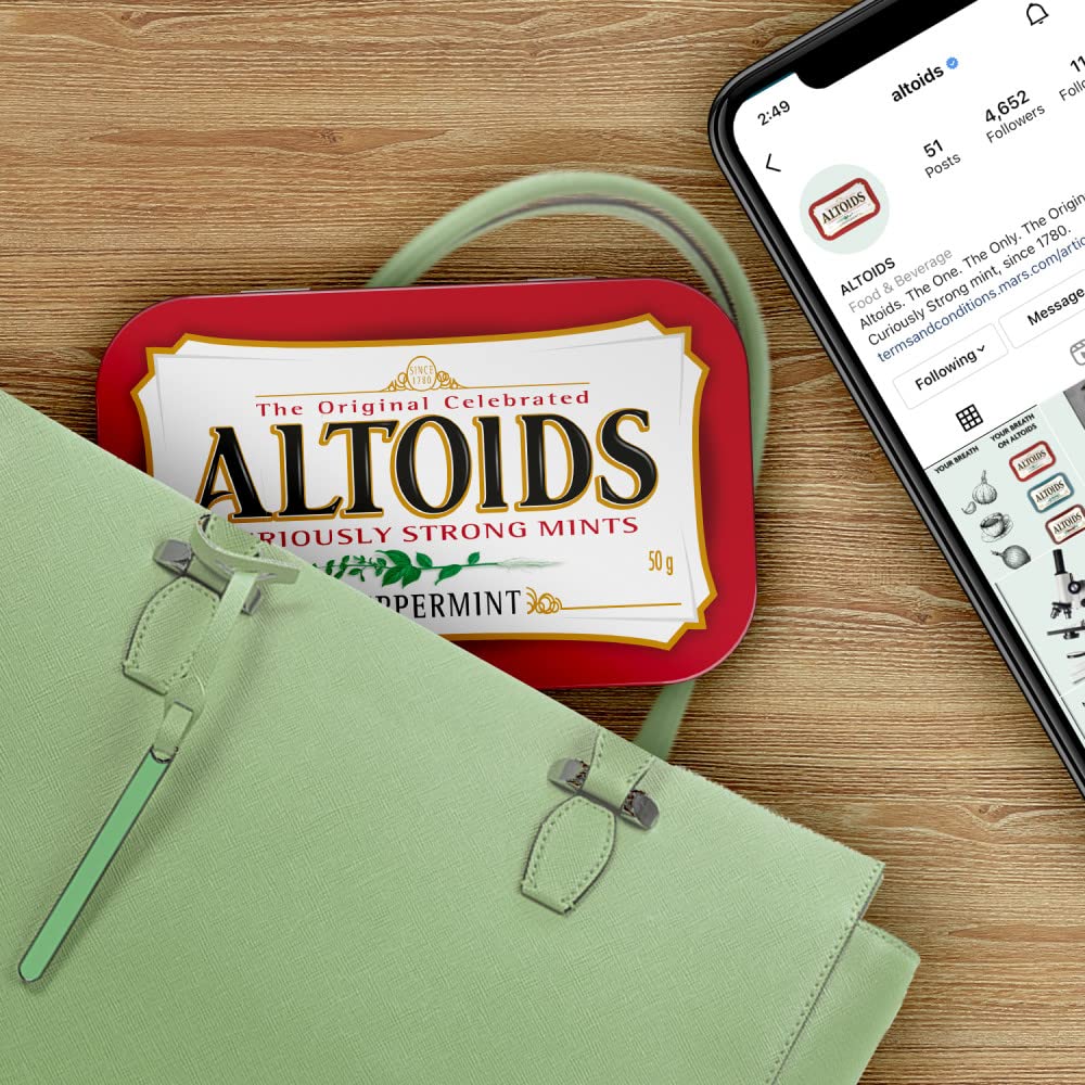 Altoids Classic Peppermint Breath Mints, 1.76 Ounce Pack of 12 - Refreshing Minty Flavor for Fresh Breath