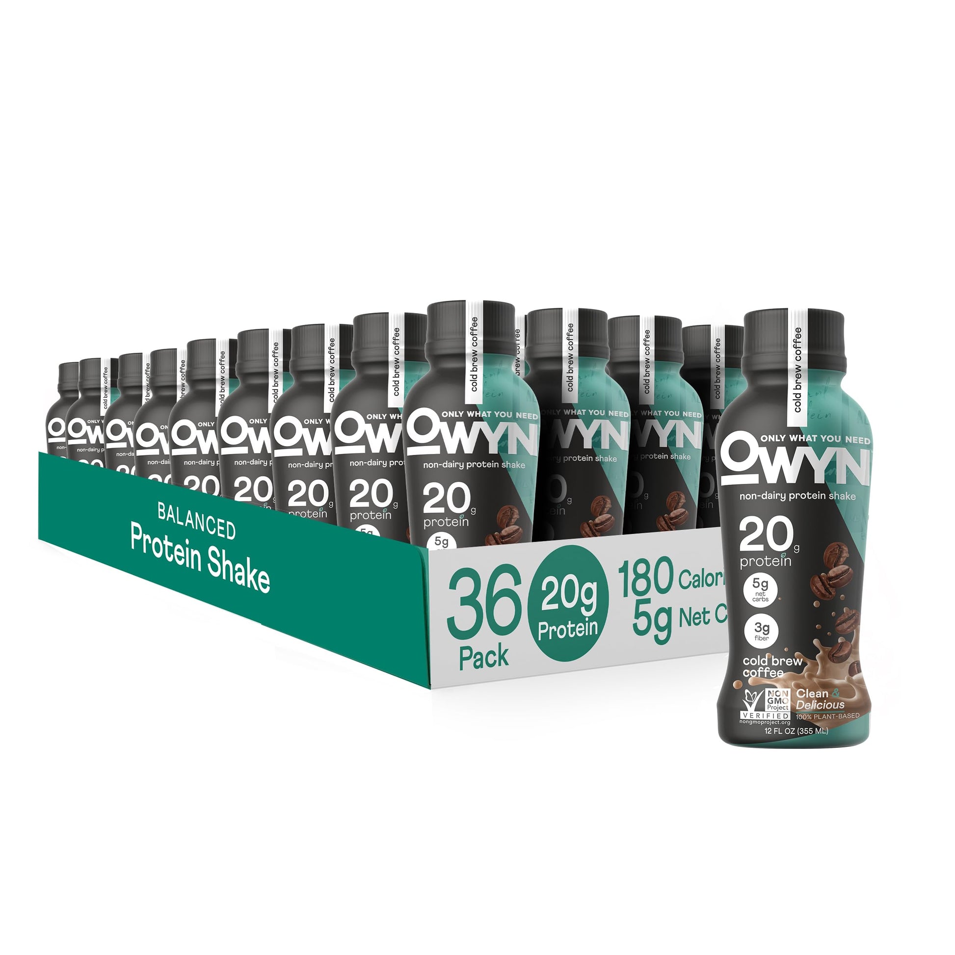 Owyn Only What You Need Vegan Plant Based Protein Shake, Cold Brew Coffee, 36 Pack, 20G Plant Protein, 148Mg Of Caffeine, Omega-3, Prebiotic Nutrition Products, Gluten-Free, Soy-Free, Non-Gmo