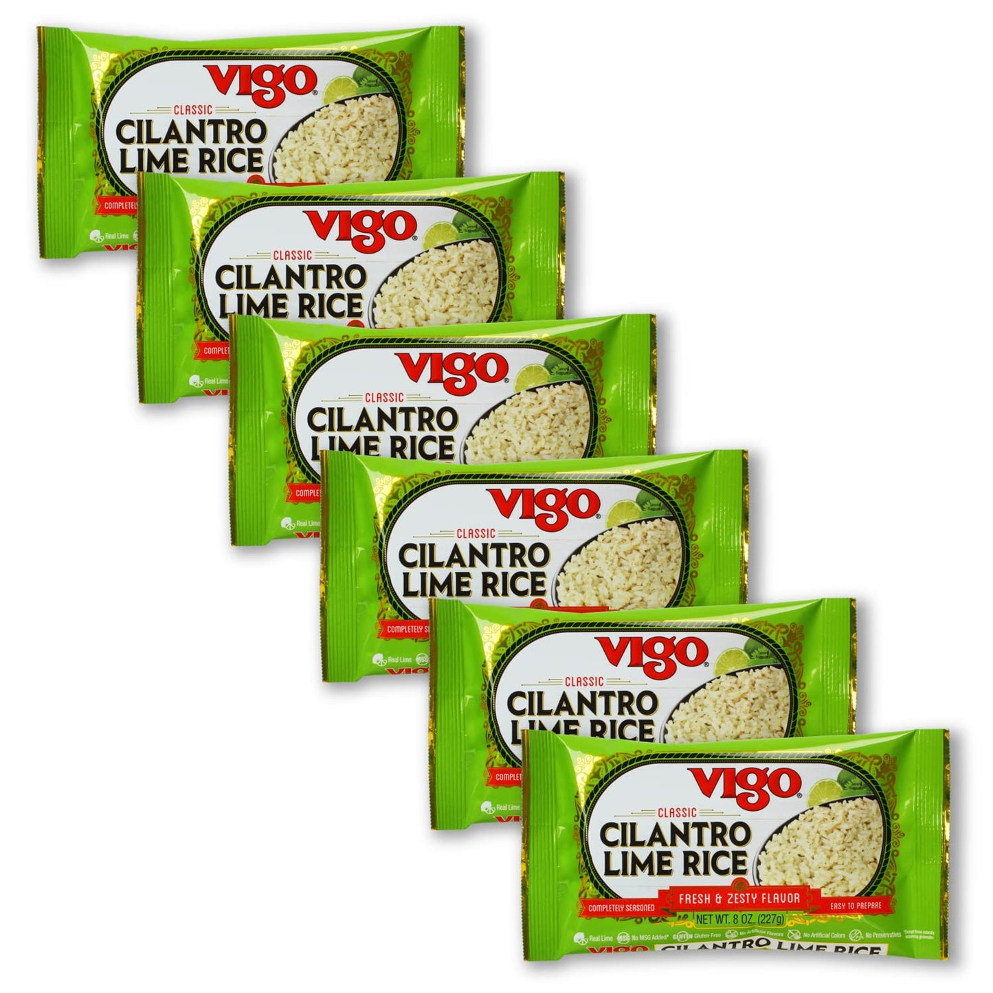 Vigo Authentic Cilantro Lime Rice, Fresh & Zesty Low Fat, 8Oz (Cilantro Lime, 8 Ounce (Pack Of 6))