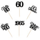 Rssta i Cupcake Toppers - Vintage 1965 Glitter Picks for 60th Birthday Party - Black Paper - 24 Pack