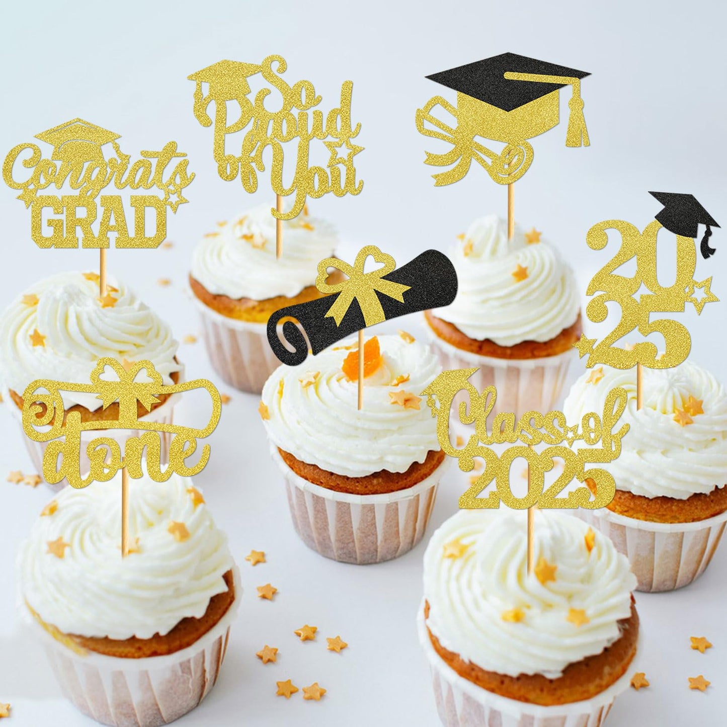 40Pcs Graduation Cupcake Toppers 2025 Graduation Decorations Class Of 2025 Cupcake Toppers 2025 Congrats Grad Cupcake Topper Con