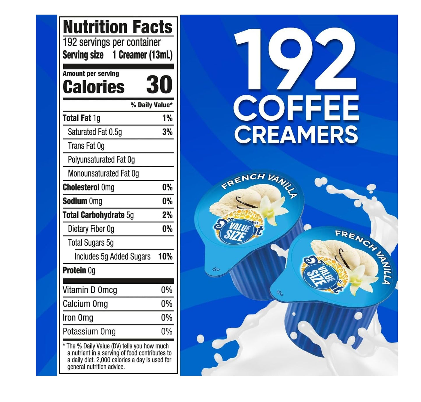 Delight French Vanilla Coffee Creamer Singles, 192 Creamer Singles Included Great For Offices, Restaurants, Coffee, Bar, Gift An