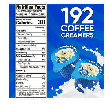 Delight French Vanilla Coffee Creamer Singles, 192 Creamer Singles Included Great For Offices, Restaurants, Coffee, Bar, Gift An