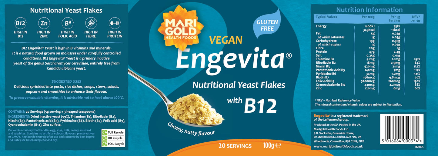 Engevita Savoury Yeast Condiment With B12 125 g (Pack of 3)
