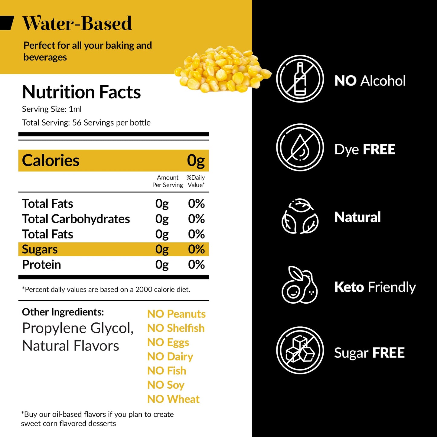 Dolce Flav Natural Sweet Corn Extract 2 Oz - Kosher, Sugar-Free, Concentrated Savory-Sweet Flavor For Baking, Cornbread & Ice Cr