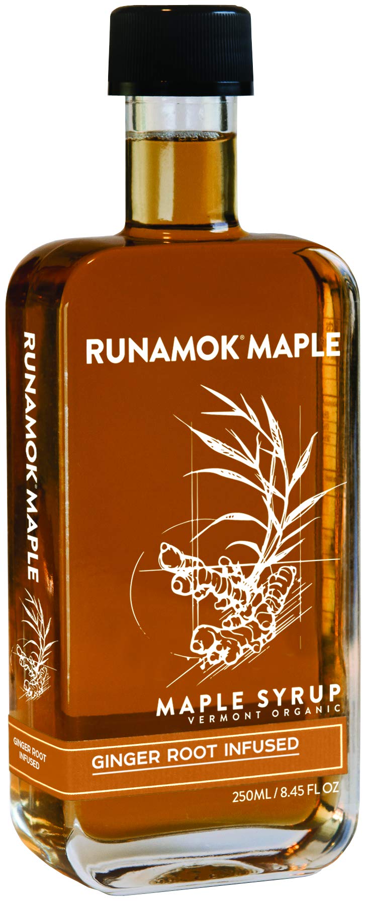 Runamok Ginger Root Infused Maple Syrup - Gluten Free Natural Sweetener - 8.45 Fl Oz (250mL)
