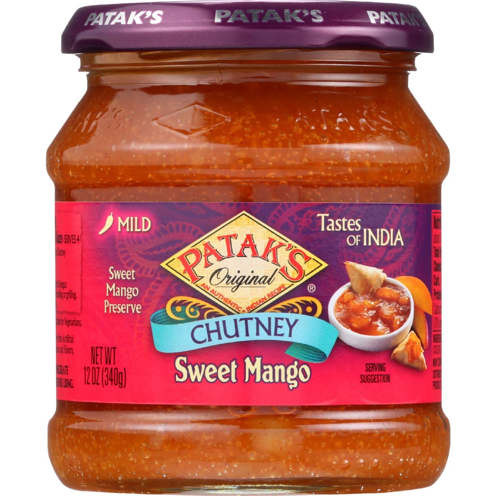 Patak's Sweet Mango Chutney, Mild, 12-Ounce Glass Jars (Pack of 6)