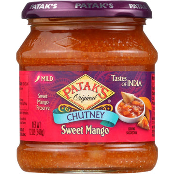 Patak's Sweet Mango Chutney, Mild, 12-Ounce Glass Jars (Pack of 6)