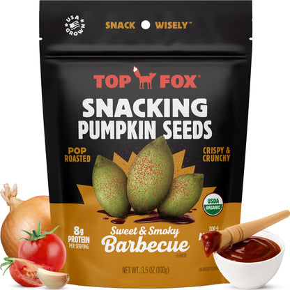Top Fox Snacks BBQ Pumpkin Seeds to Eat (Barbecue, 3.5 oz - 6 Pack) - Gluten Free Snacks, Healthy Protein Snacks, Keto Friendly 
