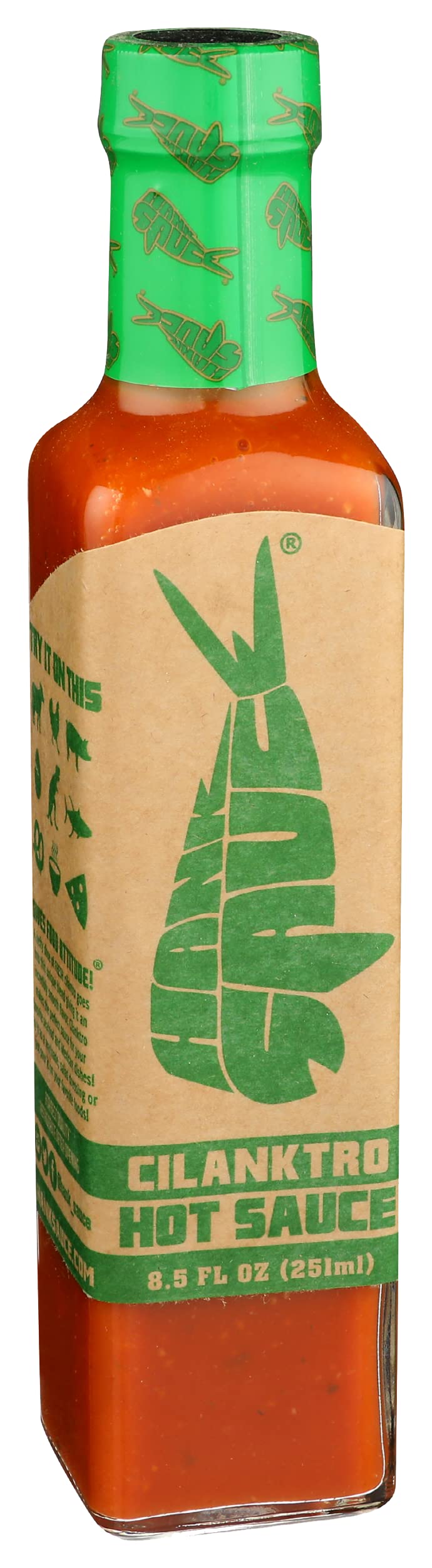 Hank Sauce Cilanktro Hot Sauce - Mild Cayenne Pepper Sauce with Garlic & Cilantro - 8.5 Fl Oz - Gluten Free