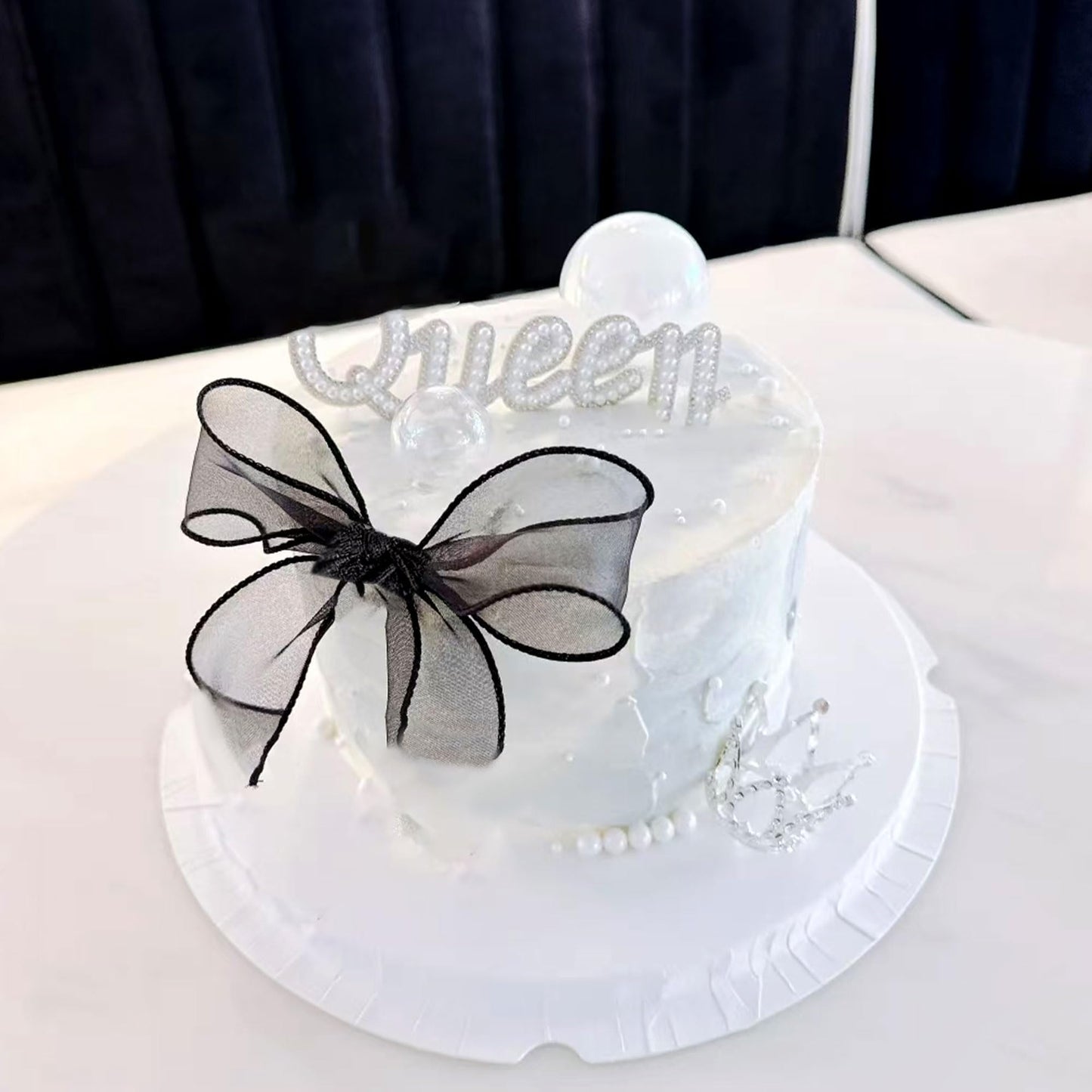 20 Pack Bow Cupcake Toppers Birthday Bowknot Black Bow High Footed Cup Balloon Party Decorations Cupcake Picks Bridal Cake Desse