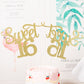 Gexolenu Gold Glitter Sweet 16 Cake Topper, 1 Pcs, Anniversary Decoration