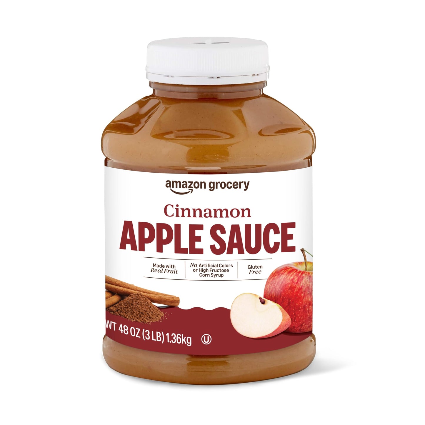 Amazon Grocery Cinnamon Apple Sauce, 48 Oz, 3 Pound Pack, Packaging May Vary