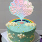 Double Layer Shining Shell Shape Happy Birthday Cake Topper,Dreamlike Ocean Shell Themed Cake Decoration For Girls Birthday,Summ