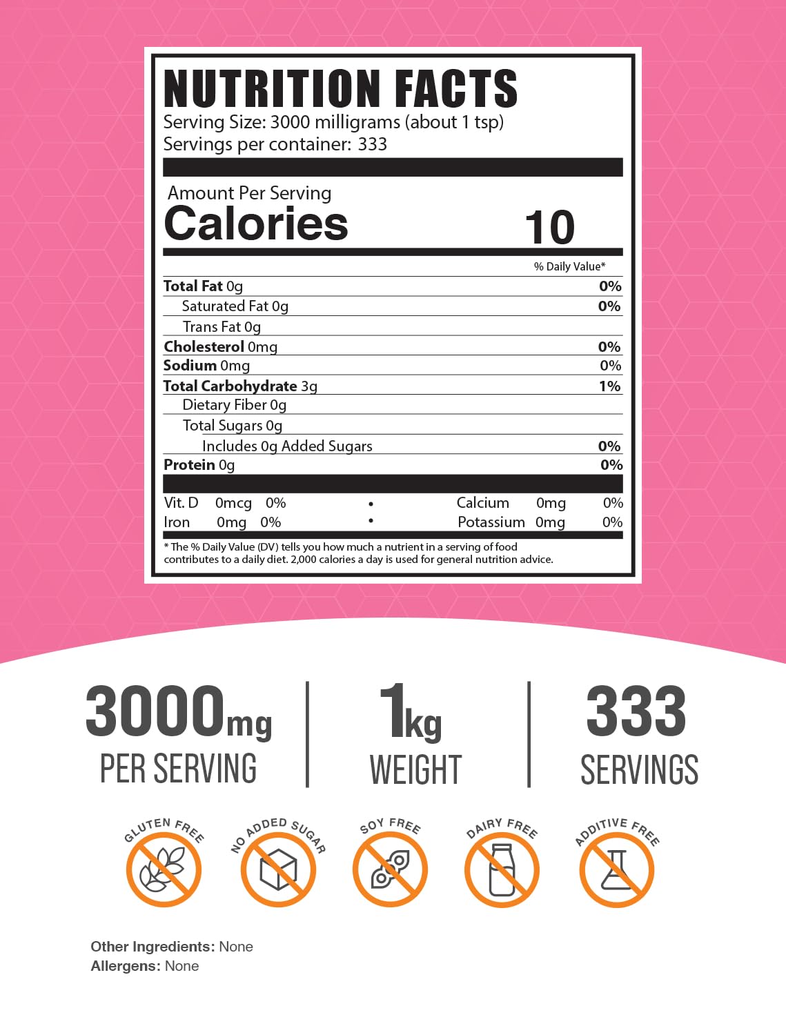 Bulkdietary products Sorbitol Powder - Low Calorie Sweetener, Food Grade, Gluten Free, 1kg (2.2 lbs), Pack of 1
