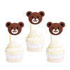 Ercadio Bear Head Cupcake Toppers - 24 Pack, Glitter Paper Jungle Animals, Baby Shower Birthday Party Decorations, Small Size