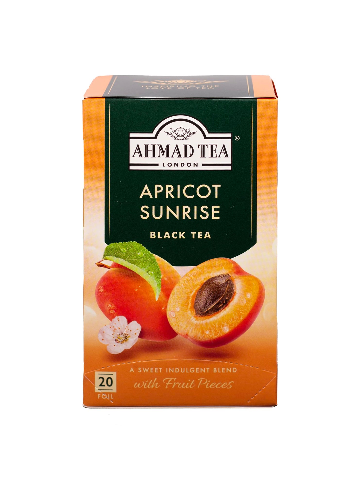 Ahmad Tea Black Tea Apricot Sunrise Teabags - 20 Count (Pack of 6) - Caffeinated, Sugar-Free, Model 953