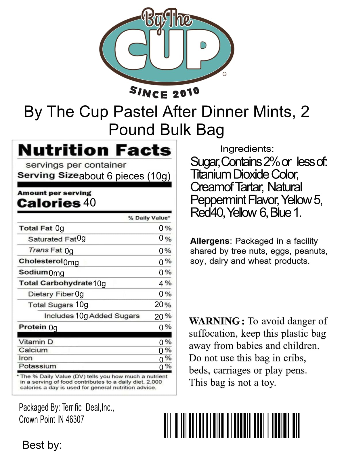 By The Cup Pastel After Dinner Mints, 2 Pound Bulk Bag