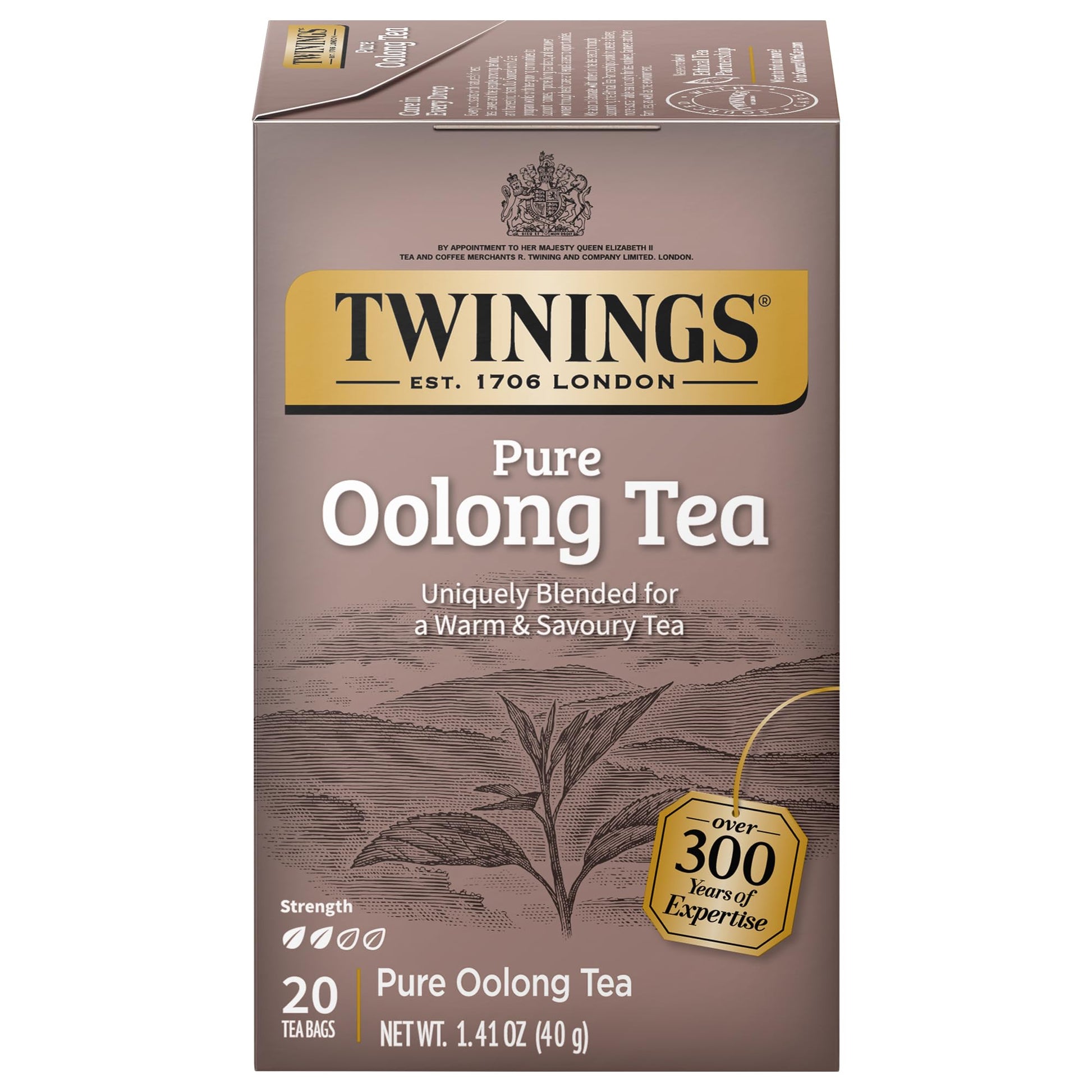 Twinings Pure Oolong Individually Wrapped Black Tea Bags, 20 Count Pack Of 6, Caffeinated, Warm, Nutty Flavor & Golden Colour