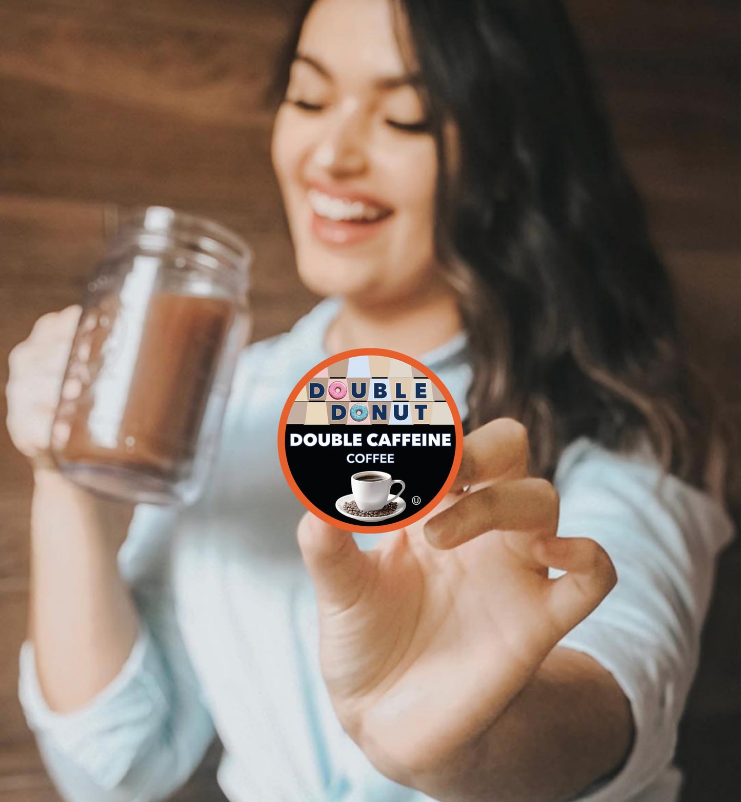 Double Donut Coffee Pods - Extra Strong Dark Roast, 24 Count for Keurig K Cup Brewer