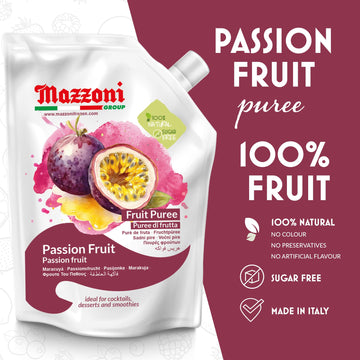 Mazzoni Passion Fruit Puree, 100% Pure Passion Fruit, Maracuya, Just Fruit, No Sugar Added, 2.2 Lbs (35.2 Oz) Real Fruit For Smo