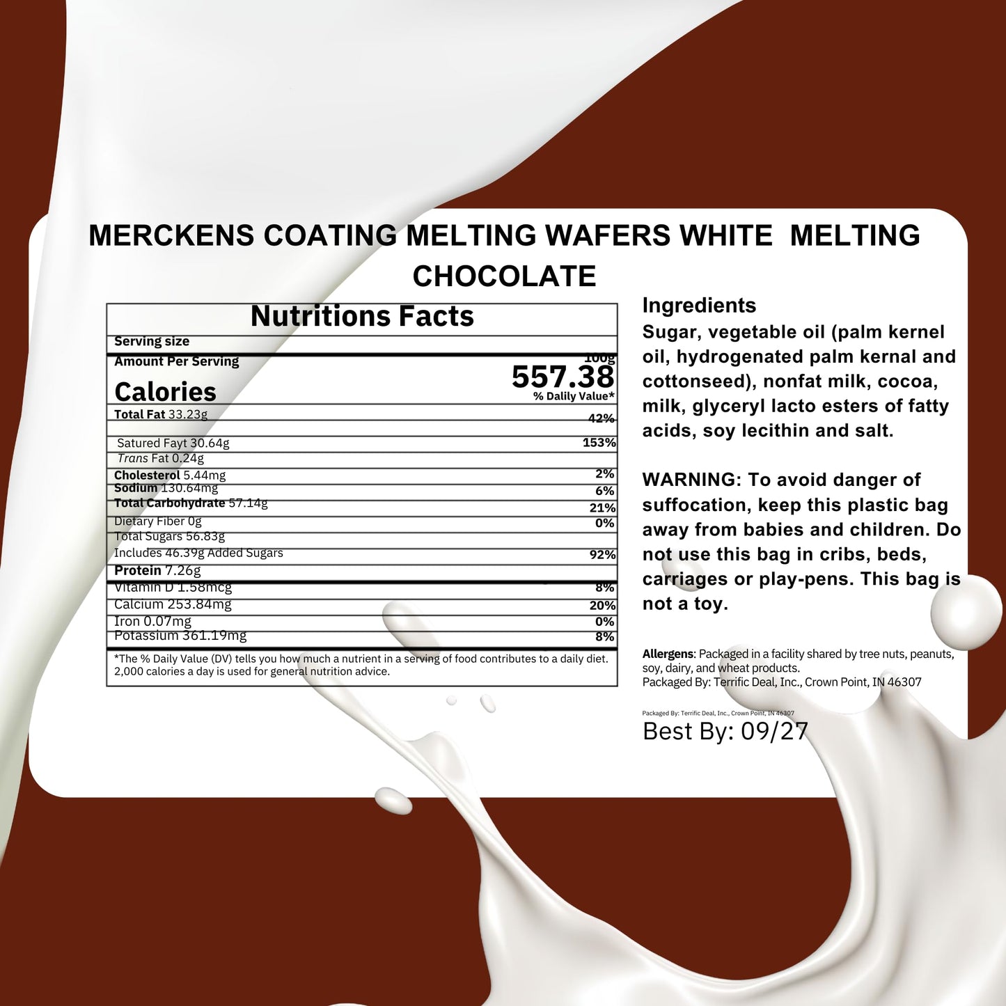 Generic White Chocolate Melting Wafers – Smooth & Creamy, 2LB (32oz) for Dipping, Baking, Candy Making & Decorating Desserts