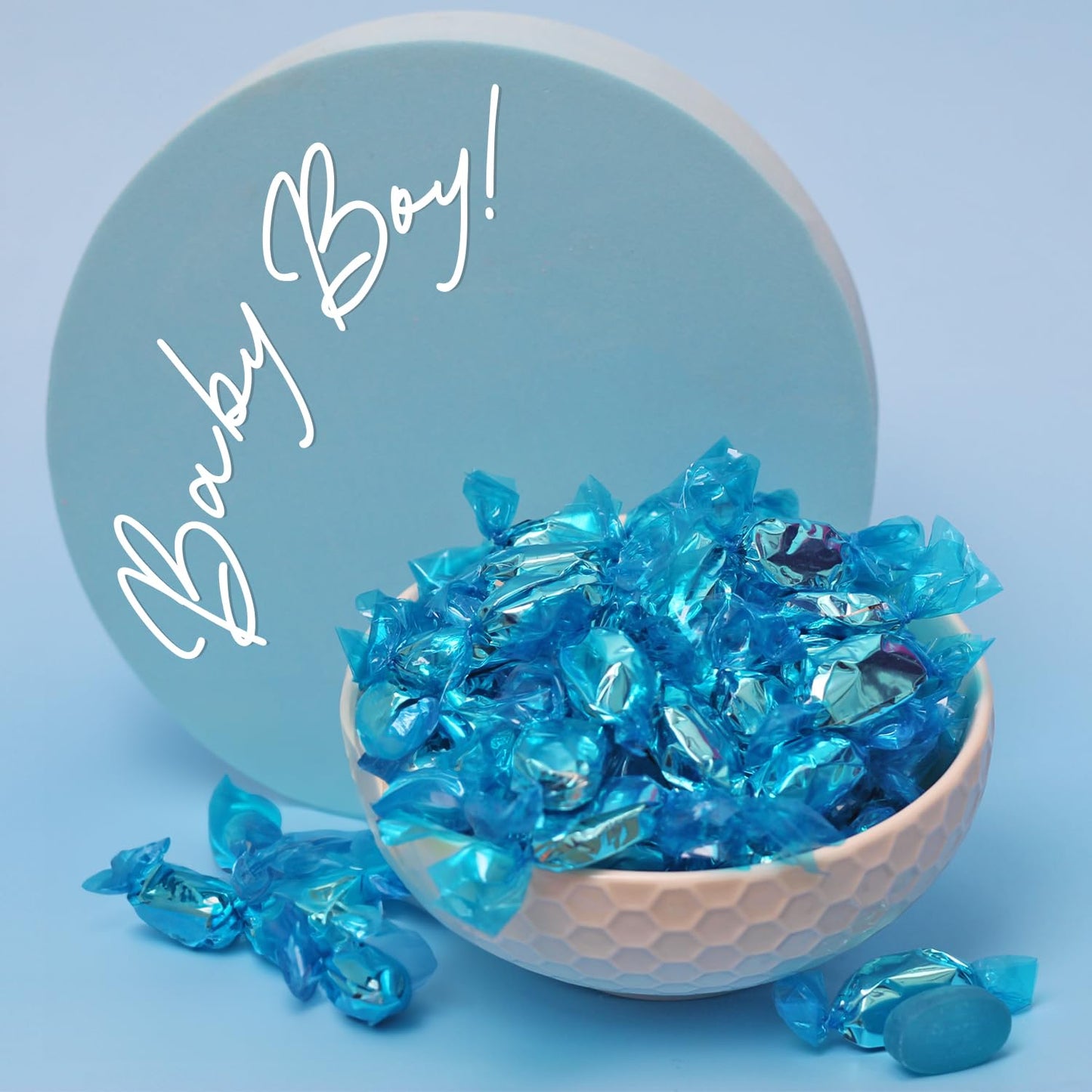 Blue Foil Candy - 3 Pounds | Bulk Individually Wrapped Hard Candy | Classy Blue Raspberry Flavored Candy For Baby Showers, Candy Buffets, Parties & Events