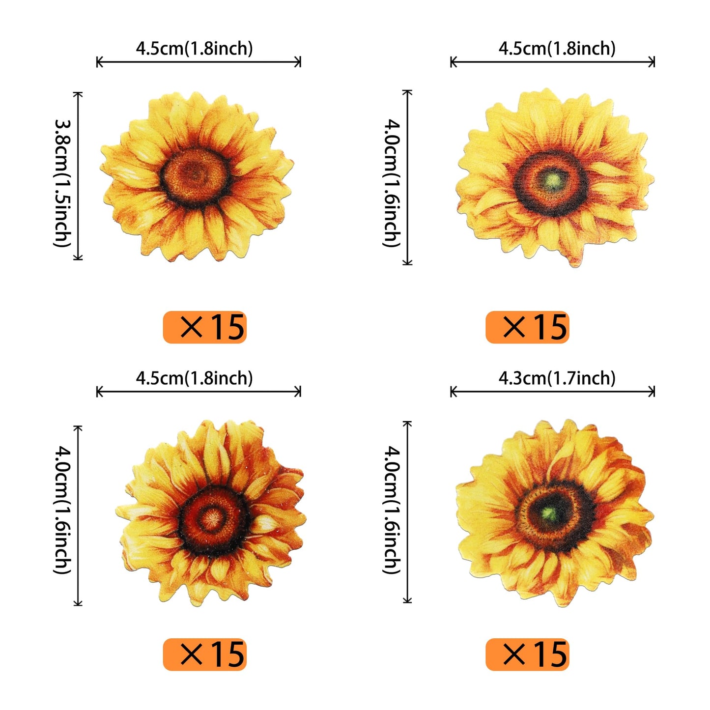 60 Pcs Edible Sunflower Cupcake Toppers Edible Flowers Cake Decorations Edible Paper Sunflower Party Decorations For Baby Shower