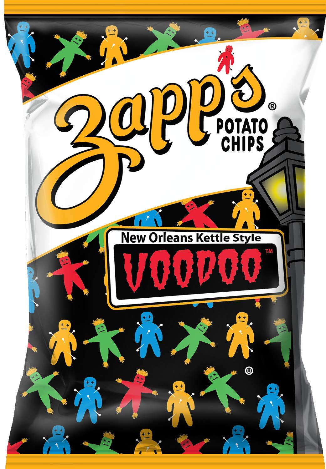 Zapp's New Orleans Kettle Style Voodoo Potato Chips 9 oz. Party Size Bag (4 Bags)