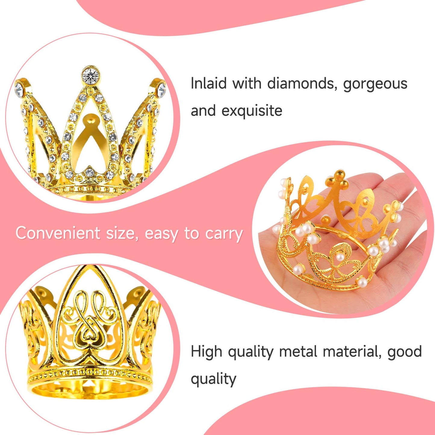 40 Pcs Crowns For Flower Bouquets Crown Cake Topper Small Crown For Flower Accessories Mini Crown Cupcake Toppers For Lady Brida