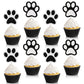Weecent 36 Pcs Paw Cupcake Toppers Glitter Dog Paw Cake Decorations Black White Glitter Puppy Cupcake Toppers For Baby Shower Bo