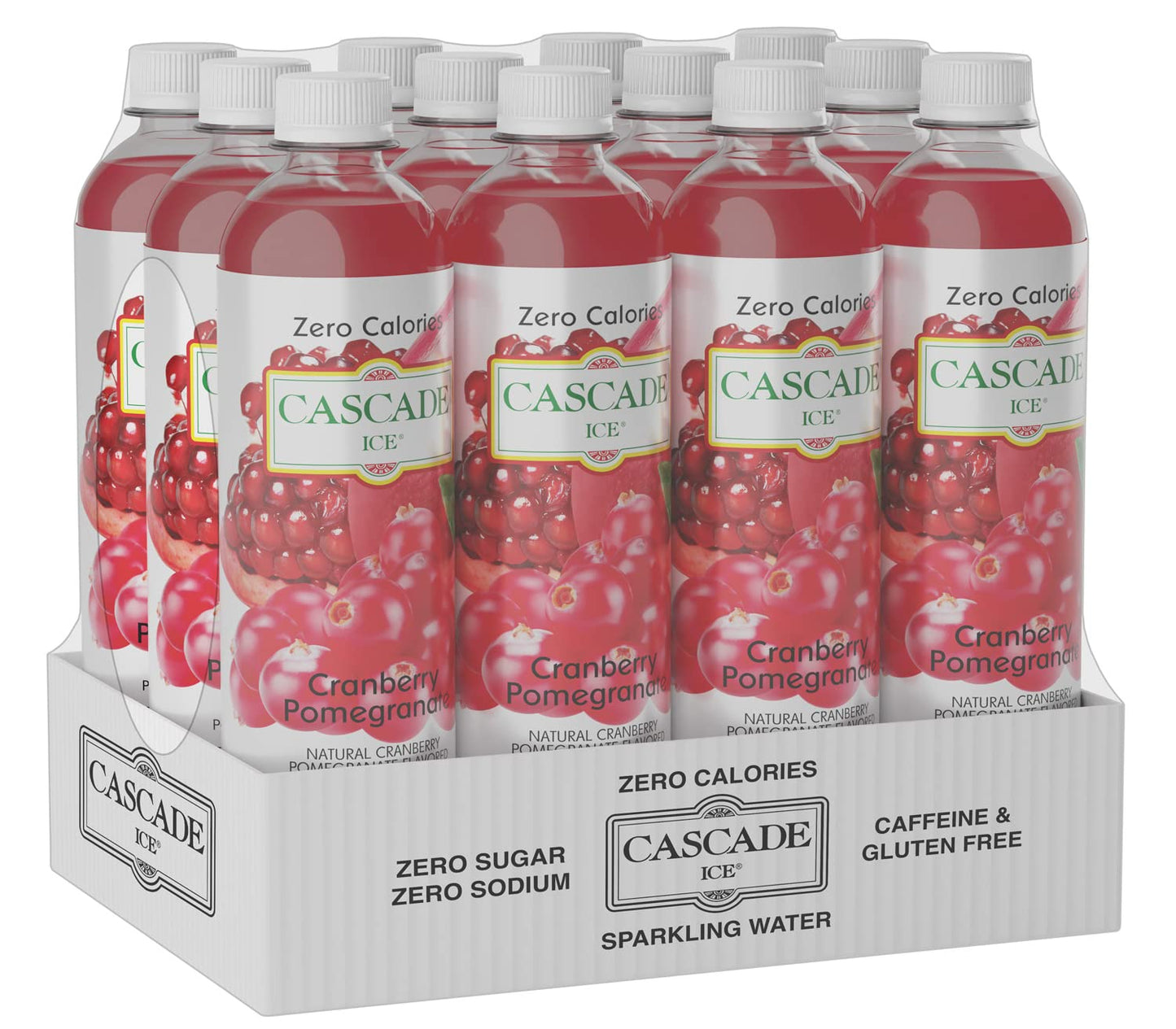 Cascade Ice Sparkling Water, Cranberry Pomegranate, 17.2 Fl Oz, Pack of 12