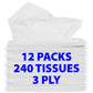 Facial Tissues Travel Size Packs With Full Size Tissues For Home, Purse, Or Car, 12 Packs, 240 Sheets, 3-Ply, Pure White, Chlori