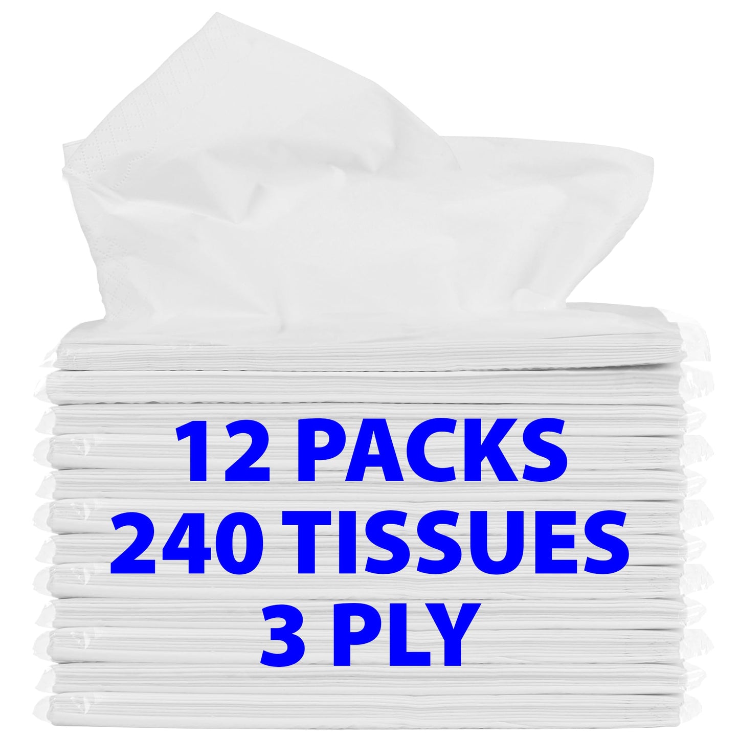 Facial Tissues Travel Size Packs With Full Size Tissues For Home, Purse, Or Car, 12 Packs, 240 Sheets, 3-Ply, Pure White, Chlori