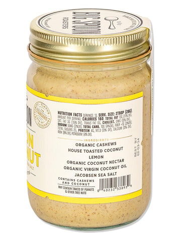 Big Spoon Roasters Lemon Cashew Butter With Sea Salt - Keto Friendly, Fair Trade Cashews - Low Sugar & Palm Oil Free - Natural I