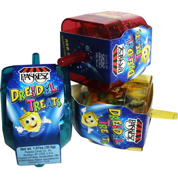 DOUzzle Hanukkah Candy Dreidels for Kids, Driedel Filled with Treats (Pack of 3) Hanukah Party Favors, Happy Chanuka Sweet Treat