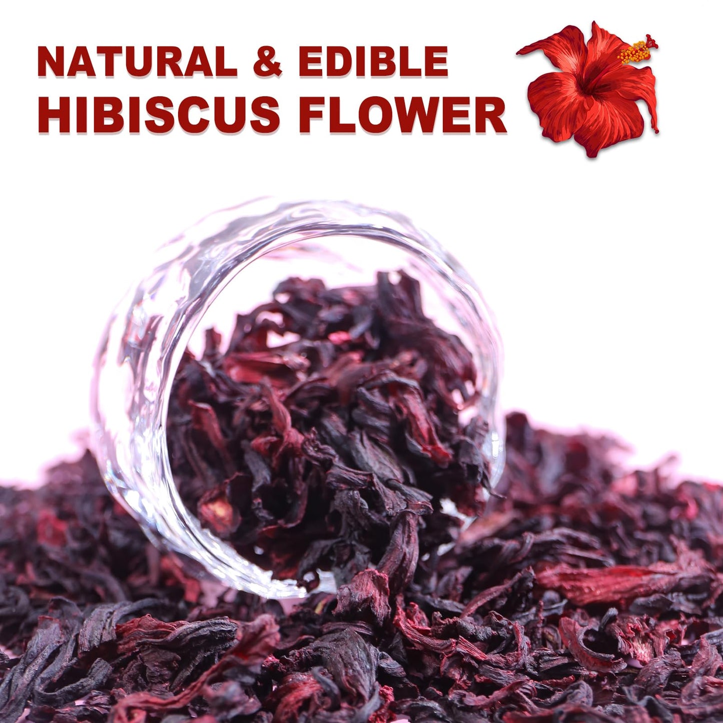TEARELAE Hibiscus Flowers Loose Leaf Tea, Non-GMO, Caffeine-free, 5oz, Dried Edible Flowers, Country of Origin Nigeria