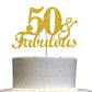 RokAPary 50 & Fabulous Cake Topper, Gold Glitter, Double-Sided, Premium Quality, Model RCTF
