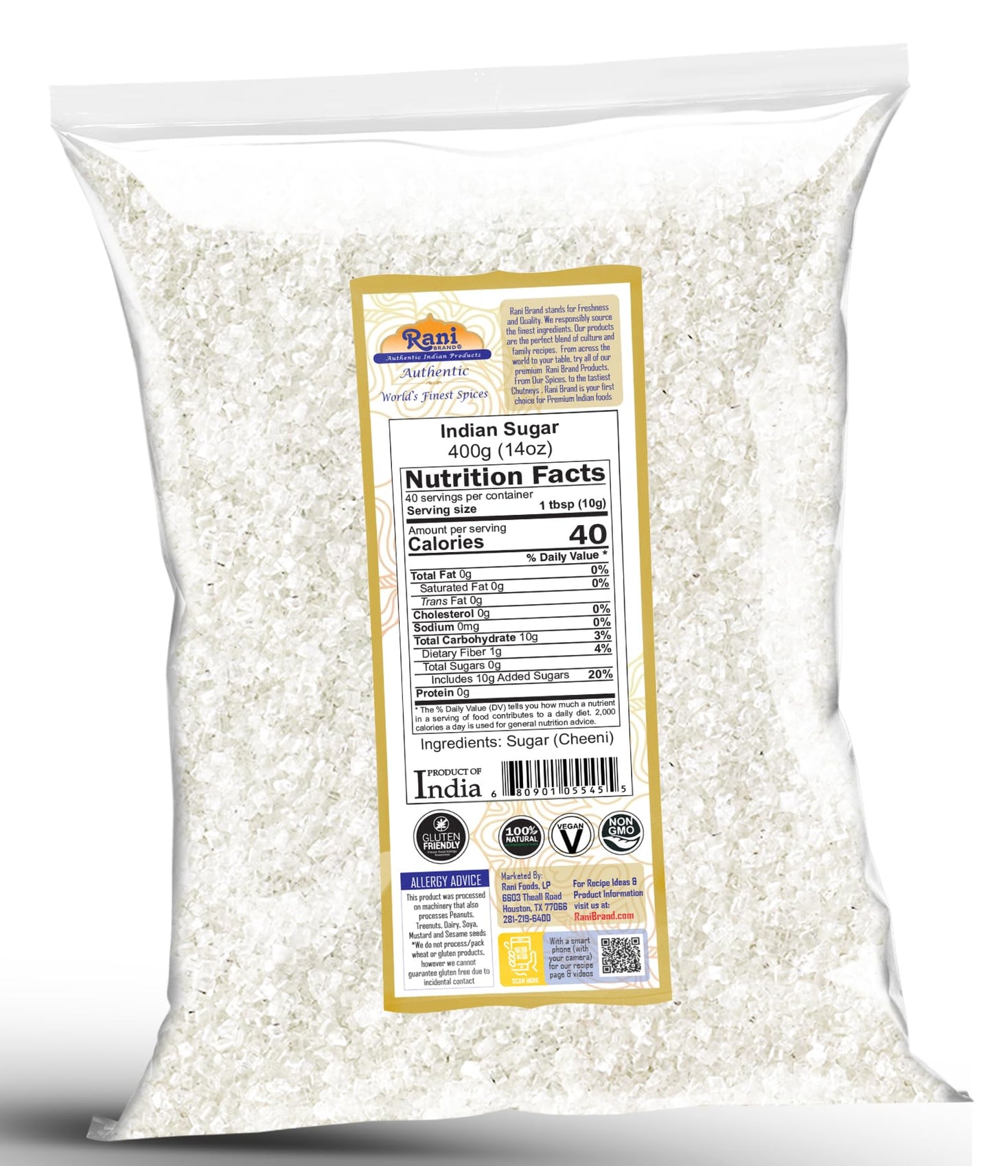 Rani Indian Sugar (Cheeni) 14oz | All Natural, Gluten Friendly, Kosher, Vegan, Indian Origin