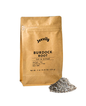 Jovvily Burdock Root Herbal Tea - Caffeine Free - 4 Ounce Cut & Sifted