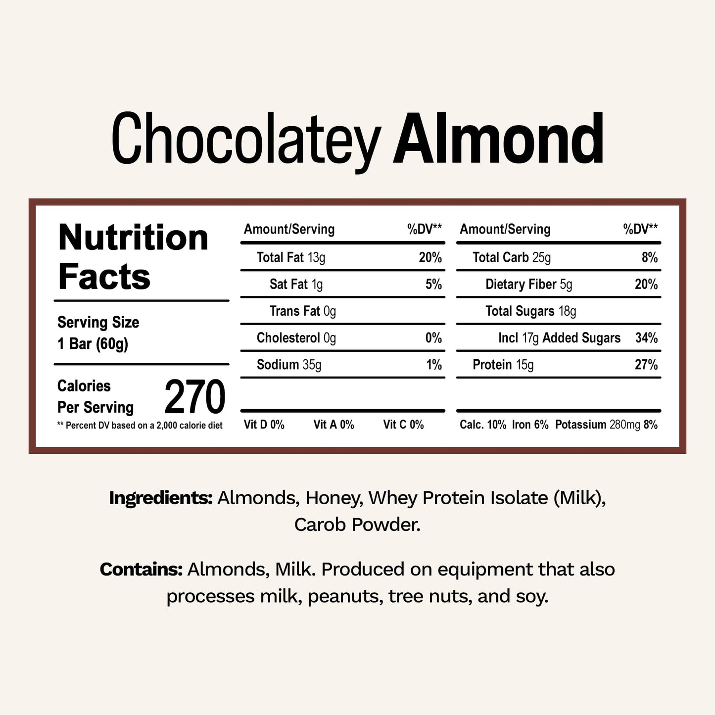 Rise Whey Protein Bars - Chocolatey Almond | Breakfast Bar & Protein Snack 15G Protein 5G Fiber Just 4 Whole Food Ingredients Gluten-Free Soy Free