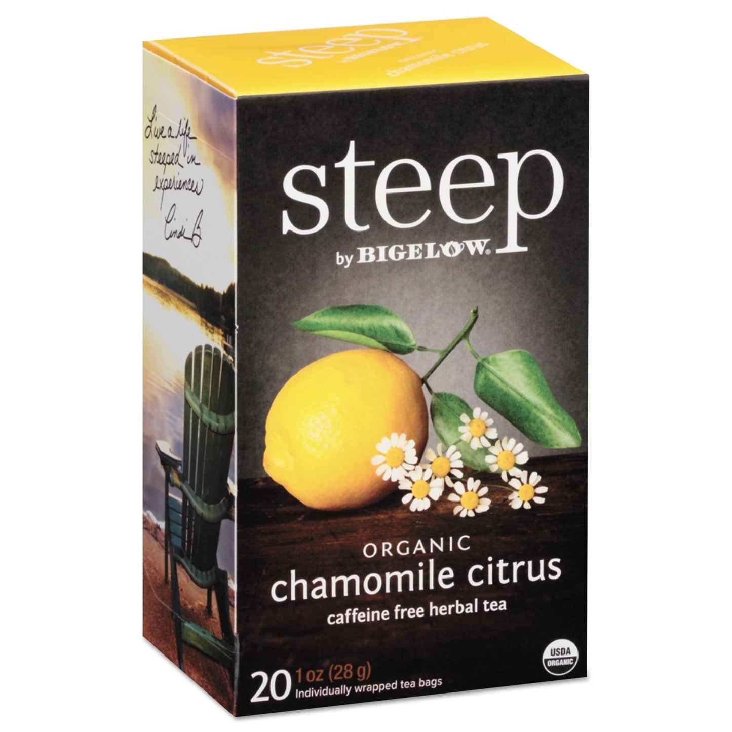Bigelow Tea Organic Chamomile Citrus Herbal Tea, 20 Count Box, Gluten-Free, Kosher, Foil-Wrapped Bags