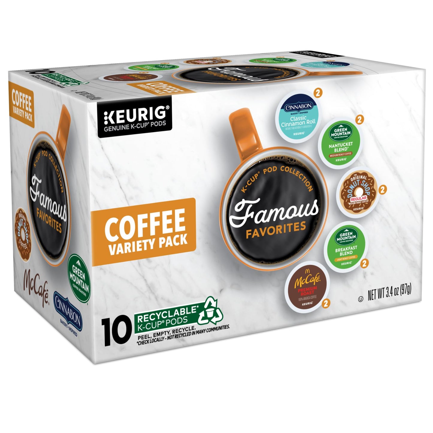 Keurig Famous Favorites Variety Pack  Single-Serve K-Cup Pods  10 Count