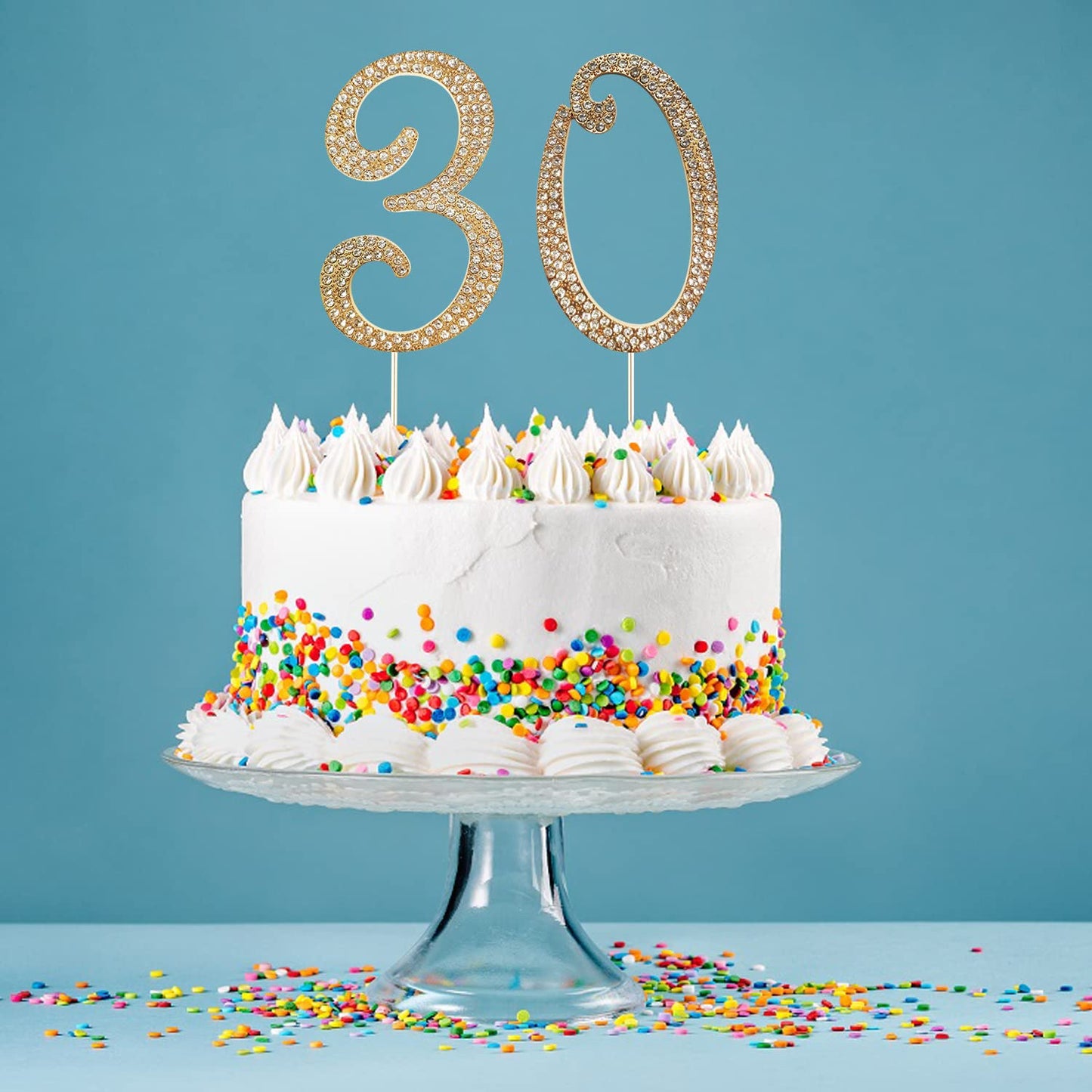 Large Number 6 Birthday Cake Topper, Gold Bling Rhinestone Happy 6Th Birthday Cake Topper, No 1 10 16 18 21 30 40 50 60 70 80 Ca