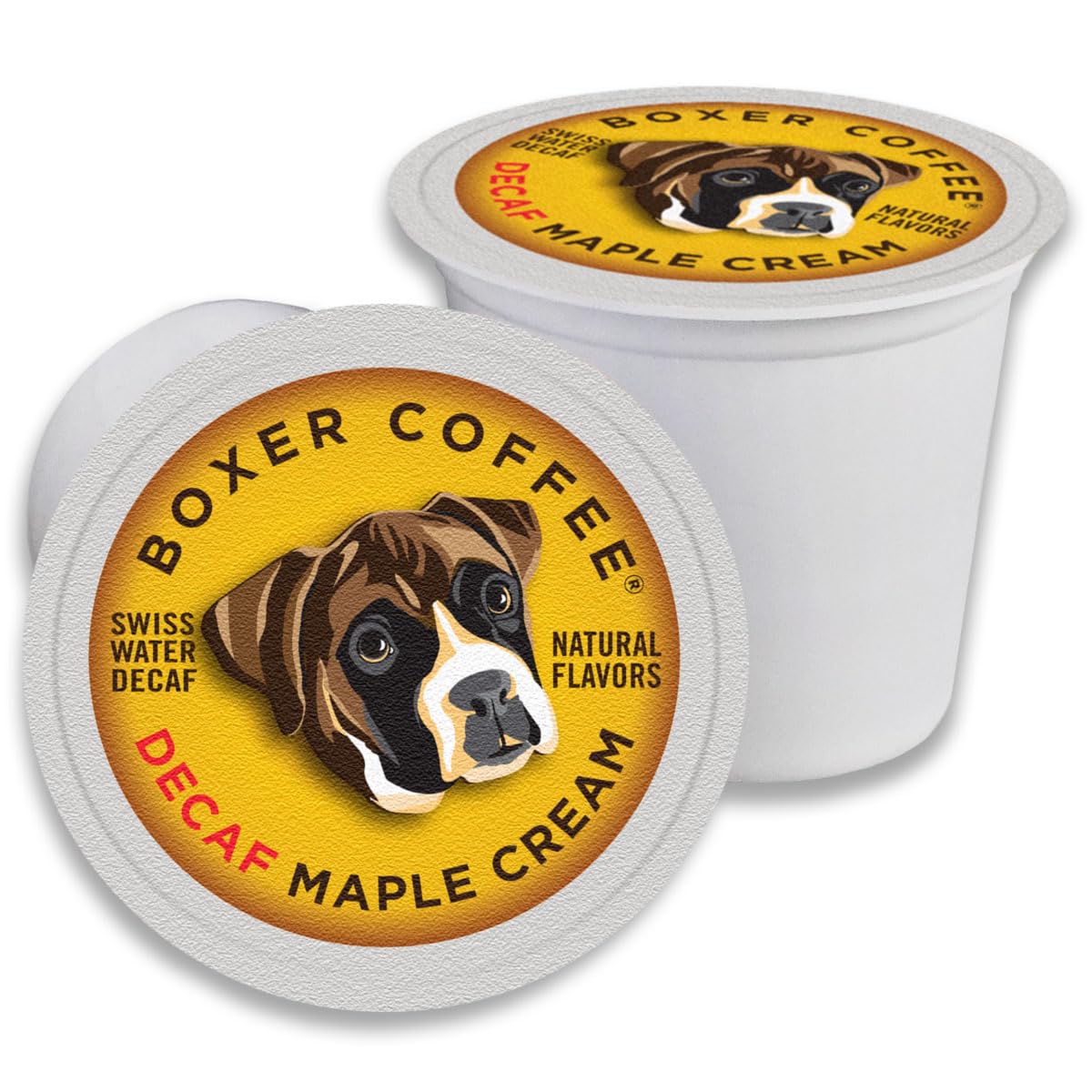 Boxer Coffee Decaf Pods - Maple Cream Flavor - 48 Count - Compatible with Keurig K-Cup - Specialty Grade Medium Roast