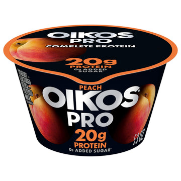 Oikos Pro Peach Yogurt-Cultured Ultra-Filtered Milk Product, 20 Grams of Protein, 0g Added Sugar, Just Delicious High Protein Sn